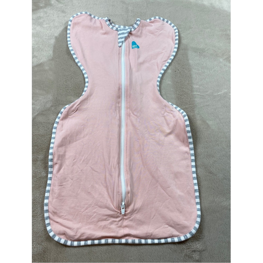 Love To Dream Swaddle Up Original Pink Striped Trim Baby Swaddle Small 8-13 lbs